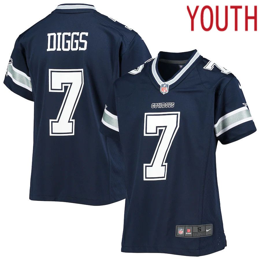 Youth Dallas Cowboys 7 Trevon Diggs Nike Navy Game NFL Jersey
